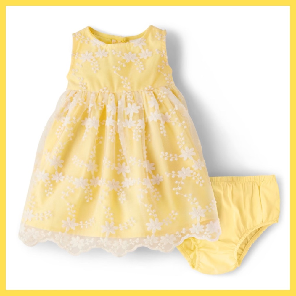 Gymboree Toddler Girl’s Floral Lace Dress Sunshine Yellow 2T NEW